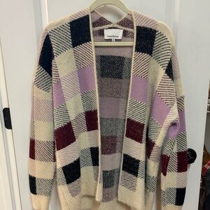 Anthropology Heartloom Multicolor Checkered Cardigan